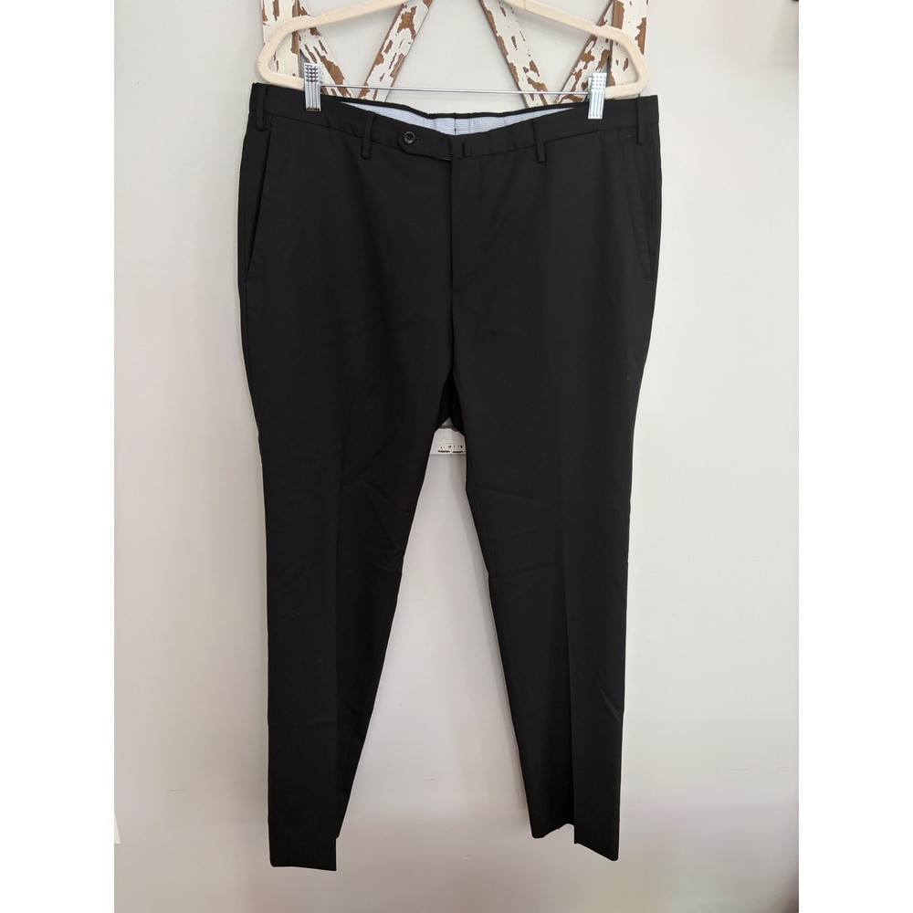 Incotex Pants Mens 38x34 Black Super 100s Slowear Flat Front Trousers